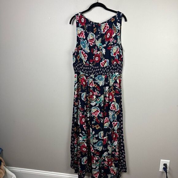 Bila boho floral asymmetrical hem Smocked waist sleeveless maxi dress - Picture 11 of 11